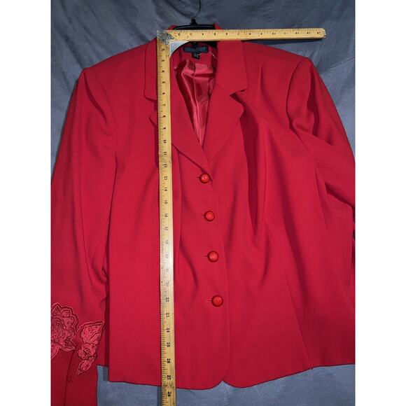New John Meyer Jacket Plus Sz 22W Red Beaded Embroidered Lined Polyester Blazer - Picture 7 of 13